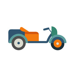 Flat Vector Illustration of a Tricycle on Black Background