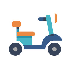 Mobility Scooter Illustration on Black Background, Disabled Assistance