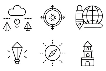 navigation line art contemporary abstract line art illustration