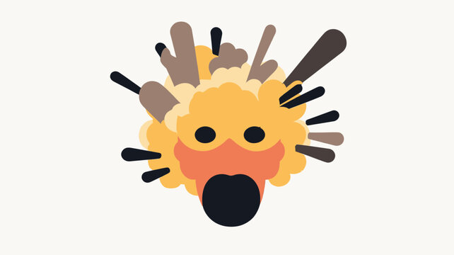 Abstract Vector Illustration of Exploding Head Conceptualizing Overwhelmed, Stressed, and Frustrated Emotions with Vibrant Colors and Dynamic Elements