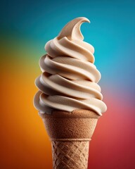 Delicious swirl of soft serve ice cream in a cone