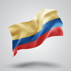Colombia, vector 3d flag with waves on a white background