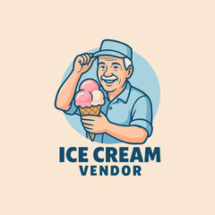 Man Holding Ice Cream Cone Smiling Cartoon Graphic Image