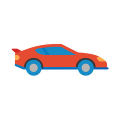 Cartoon red sports car illustration on a black background