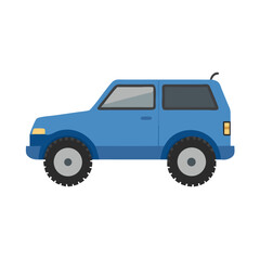 Blue SUV vector illustration isolated on black background