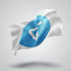 Ton, vector 3d flag with waves on a white background