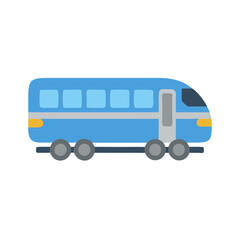 Blue commuter train vector on black background