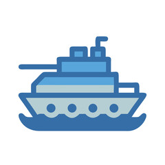 Blue Cartoon Cruise Ship Illustration on Black Background