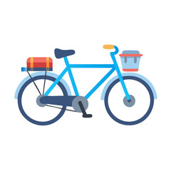 Fototapeta premium Blue Bicycle with Basket and Rack on Black