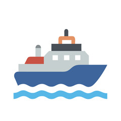 Obraz premium Ship Icon on the Water - Boat Illustration