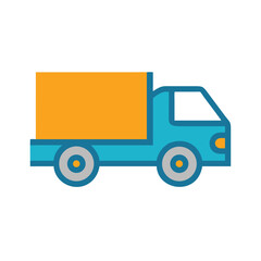 Blue and Orange Delivery Truck Icon Transportation Service