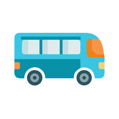 Cartoon Blue Bus Illustration on Black Background