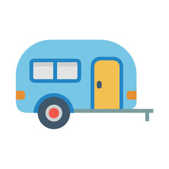 Simple Blue Camper Trailer Illustration on Black Background