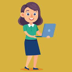 business woman with laptop beauty, communication, one