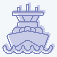 Icon Battleship. related to Vehicle symbol. two tone style. editable