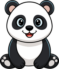 Obraz premium Cute Cartoon Panda Sitting with Happy Expression