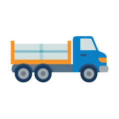 Illustration of a blue dump truck on black background