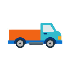 Cartoon Blue and Orange Pickup Truck Vehicle Illustration