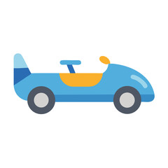 Cute Blue Toy Car Isolated on Black Background