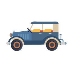 Vintage Blue Car Illustration on Black Background Design
