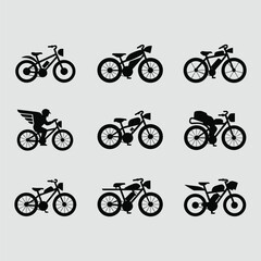 Collection Of Unique E Bike Silhouette Vectors Designs For Transportation And Eco Friendly Lifestyle Illustrations