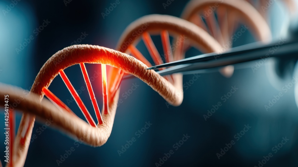 Poster a close-up view of a dna double helix structure being manipulated, highlighting its intricate design