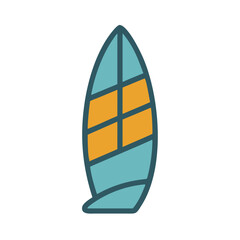 Illustrated Surfboard Design With Contrasting Color Sections