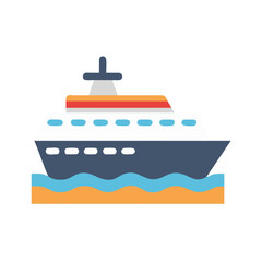 Colorful Illustration of a Cruise Ship on the Sea