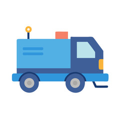 Cute Blue Street Sweeper Truck Illustration on Black
