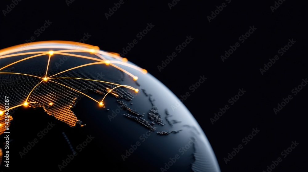 Aufkleber a stylized globe with illuminated connections represents global networking and technological advance