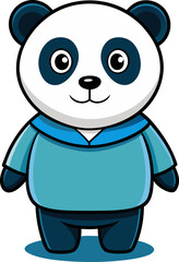 Obraz premium Cartoon Panda Character in Green Shirt and Blue Pants Illustration 