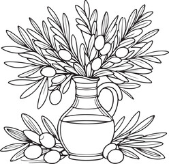 A glass vase holds a bloom of flowers, a still life design showcasing nature's beauty, coloring page kits