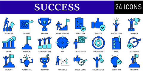 Obraz premium Set of Success Icons or symbols Vector fully editable file.
