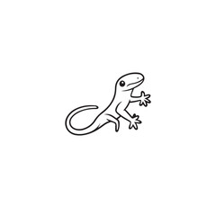 lizard silhouette, featuring a distinctive body shape with a curved tail and legs attached to the surface, suitable for logo design, reptile animal icon.