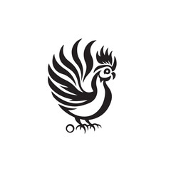 Chicken silhouette, featuring the typical chicken shape with comb and tail, suitable for logo designs, farm icons, stickers, and farm animal themed graphic elements.