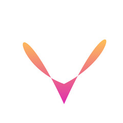 A stylized logo featuring a V shape composed of vibrant orange and pink gradient elements on a white background.