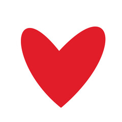 A simple, bold red heart shape on a white background, symbolizing love and affection.