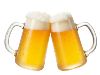 Cheers! Two Steins of Beer - Perfect for Oktoberfest transparent background