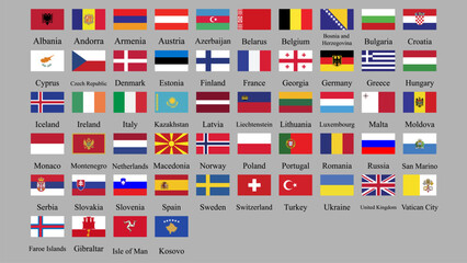 All europe flags continent Vector illustration template