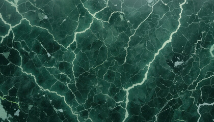 Abstract green marble texture with white veins and cracks.