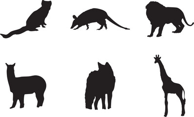 Animal Silhouettes Collection. Unique Wild and Domestic Animal Shapes