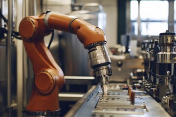 Robotic arm performing precision tasks in a modern manufacturing facility