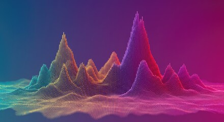 Colorful 3D sound wave visualization against a gradient background  