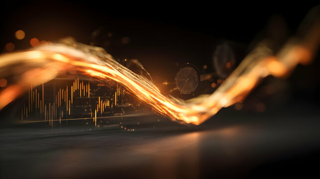 streams flowing across grid with binary code and analytics icons 