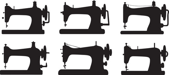 Sewing Machine Silhouette for Textile Design, Fashion Industry, Tailoring Business, Clothing Brand