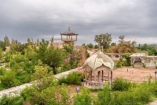 Emin minaret 1777 is the main touristic attraction in the city. Turpan town, Xinjiang, China, Asia.
