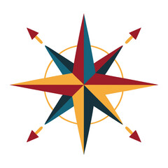 Colorful Nautical Compass Rose Illustration on White Background © Asim