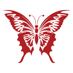 Red and White Intricate Butterfly Illustration on White Background