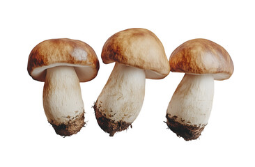 Trio of Boletus Mushrooms: A trio of Boletus mushrooms stand proudly in an inviting formation, their earthy hues and rounded caps captivating the eye.