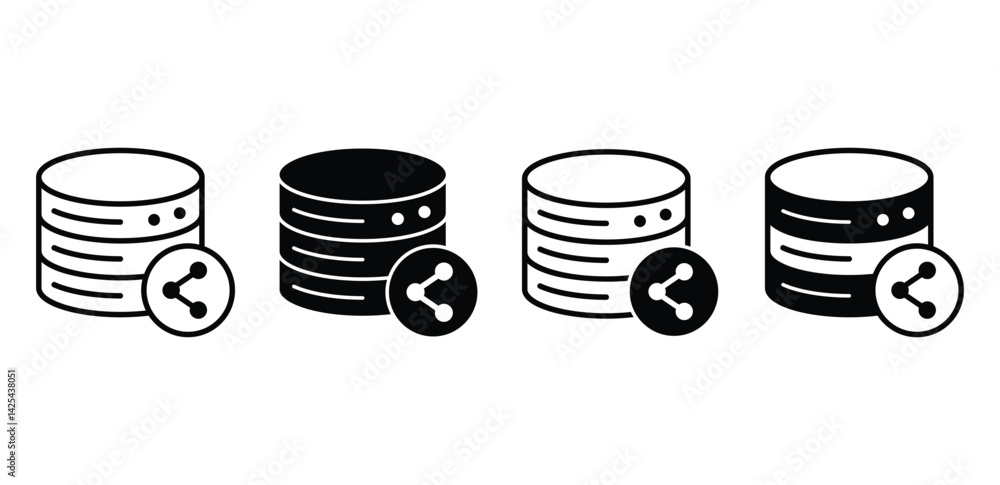 Poster database sharing icons black and white minimalist vector design